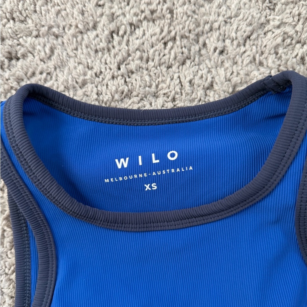 Wilo The Label Colorblock Racer Sports Bra XS Cobalt Red Ribbed - Picture 3 of 4